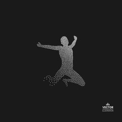 Fototapeta na wymiar Business, freedom or happiness concept. Dotted silhouette of person. Vector illustration.