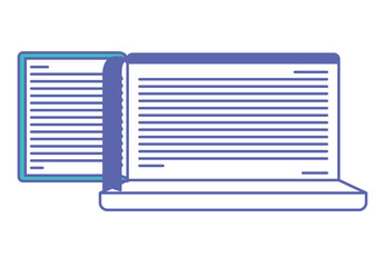 electronic book in laptop computer vector illustration design