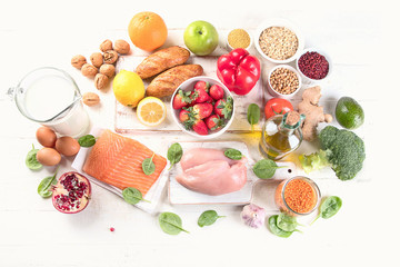 . Balanced diet eating. Natural