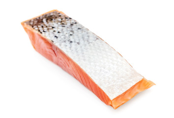 Fillet of red fish with skin. Isolated on white.
