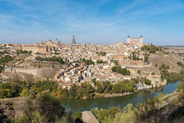 Fototapeta na wymiar View of the old city of Toledo in Spain on a sunny day