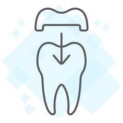Dental crown thin line icon, stomatology and dental, ceramic tooth sign vector graphics, a linear pattern on a white background, eps 10.
