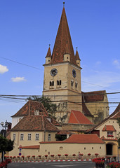 Obraz premium Fortified evangelical church in town Cisnadie near Sibiu