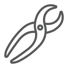 Dental pliers line icon, stomatology and dental, medical nippers sign vector graphics, a linear pattern on a white background, eps 10.