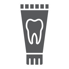 Toothpaste tube glyph icon, stomatology and dental, clean sign vector graphics, a solid pattern on a white background, eps 10.