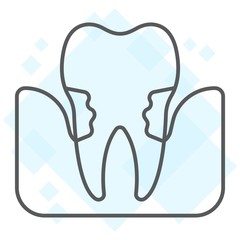 Periodontitis thin line icon, stomatology and dental, periodontal tooth sign vector graphics, a linear pattern on a white background, eps 10.