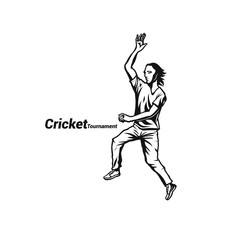 Cricketer bowling a ball vector illustration.