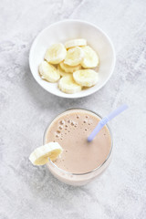 Healthy drink milkshake with banana
