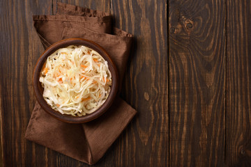 Sauerkraut with carrots, top view