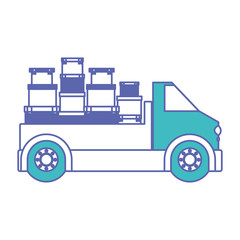 truck delivery with carton boxes service icon vector illustration design