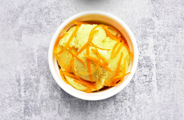 Orange ice cream, top view