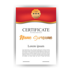 Certificate Red Template Vector