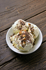 Chocolate ice cream with nuts