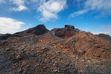 Obraz premium Amazing volcanic landscape in Timanfaya national park, Lanzarote, canary islands, Spain.