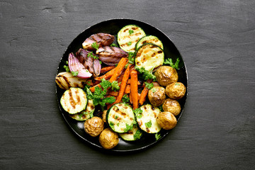 Baked vegetables, top view