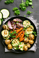 Roasted vegetables, top view