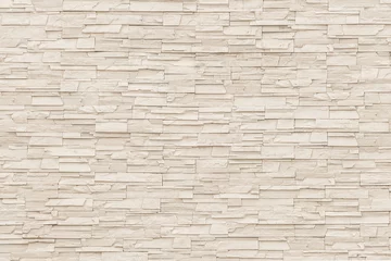 Photo sur Plexiglas Pierres Mur de carreaux de brique de pierre de roche texture vieillie de fond détaillé en couleur marron beige crème