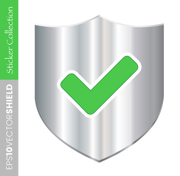 Metal Shield Icon - Check/Tick