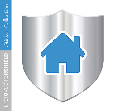 Metal Shield Icon - Home