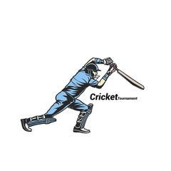 Blue cricket bats man vector illustration.