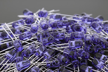 Blue LEDs 5mm on white background. Shallow DOF.