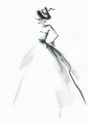 Abstract woman dress. Fashion illustration. 