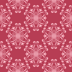 Floral seamless design on red background
