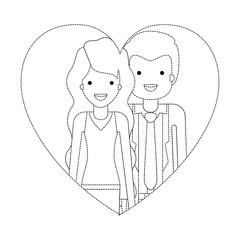 couple inside heart characters vector illustration design