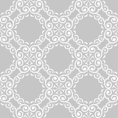 White floral seamless design on gray background