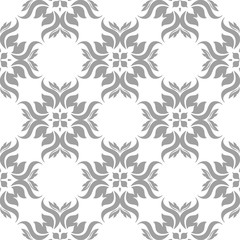Gray floral seamless pattern on white background