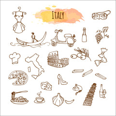 Hand drawn Italian cuisine. Food menu design
