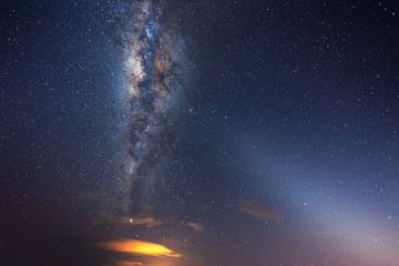 core of milky way galaxy and starry night sky at kudat, Sabah Malaysia. image contain soft focus, blur and noise due to long expose and high iso.