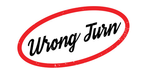 Wrong Turn rubber stamp. Grunge design with dust scratches. Effects can be easily removed for a clean, crisp look. Color is easily changed.