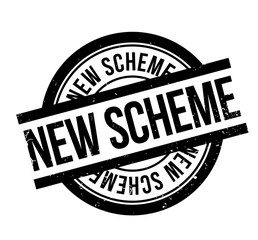 New Scheme rubber stamp. Grunge design with dust scratches. Effects can be easily removed for a clean, crisp look. Color is easily changed.