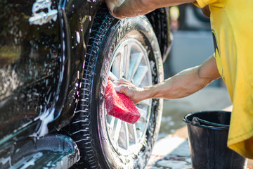 Obraz na płótnie Canvas Car wash with foam