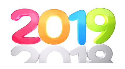2019 new and old 2018 bold letters colorful 3d rendering