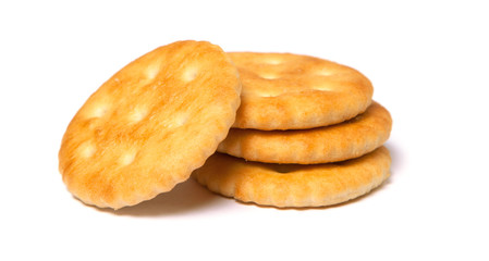 Biscuit cracker yellow round isolated on white background