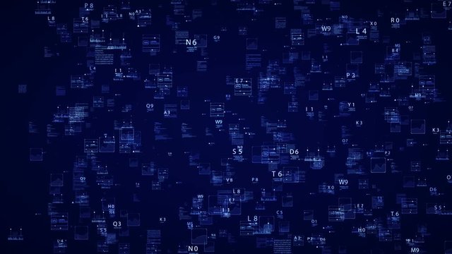 Global connection.Hud digital elements flying in cyberspace.Technological background.Blue.Type 2