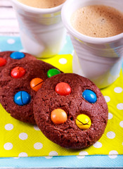 Chocolate cookies with candies