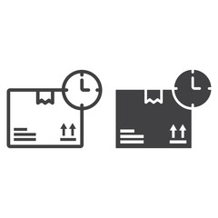 Delivery Time line and glyph icon, logistic and delivery, clock sign vector graphics, a linear pattern on a white background, eps 10.