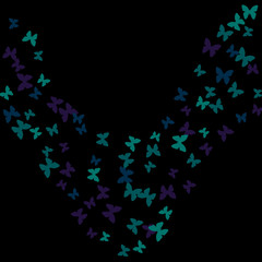 Spring Background with Colorful Butterflies. Simple Feminine Pattern for Card, Invitation, Print. Trendy Decoration with Beautiful Butterfly Silhouettes. Vector Background with Moth