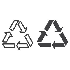 Recycle symbol line and glyph icon, eco and delivery, arrows sign vector graphics, a linear pattern on a white background, eps 10.