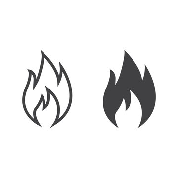 Flammable symbol line and glyph icon, logistic and delivery, fire sign vector graphics, a linear pattern on a white background, eps 10.