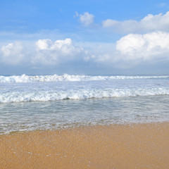 Beautiful seascape and blue sky background.