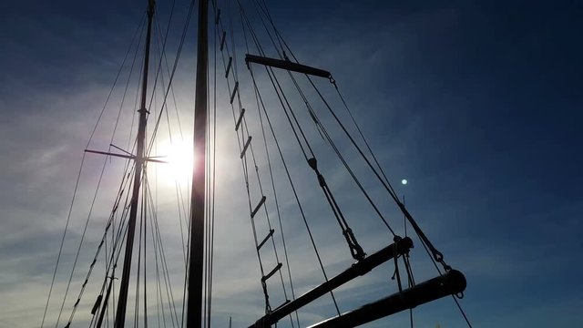 Sailboat silhouette with the sun behind