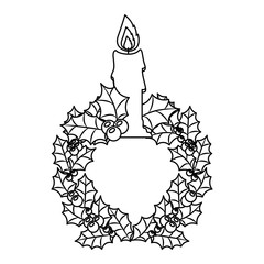 christmas crown wreath with candle vector illustration design