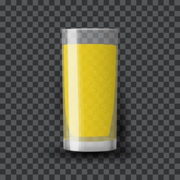 Orange juice in a glass. Organic tropical fruit drink. Transparent realistic vector illustration.