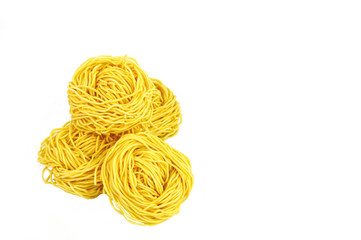 Egg noodle on white background