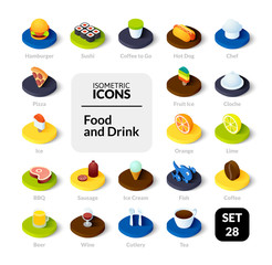 Color icons set in flat isometric illustration style, vector collection - 192693766