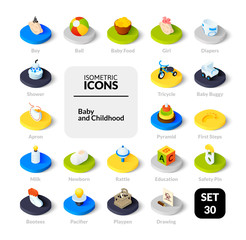 Color icons set in flat isometric illustration style, vector collection - 192693797